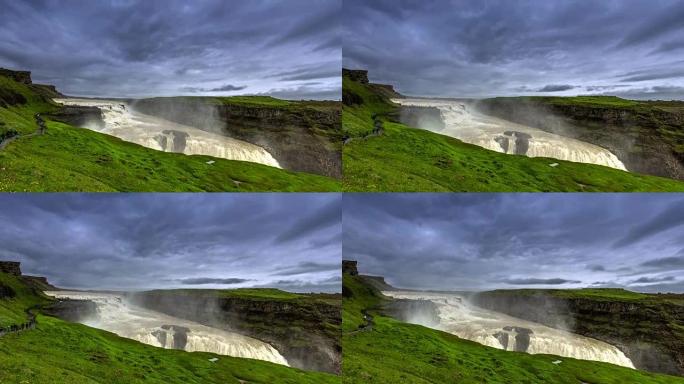 Gullfoss或Golden Falls-冰岛访问量最大的瀑布之一。冰岛
