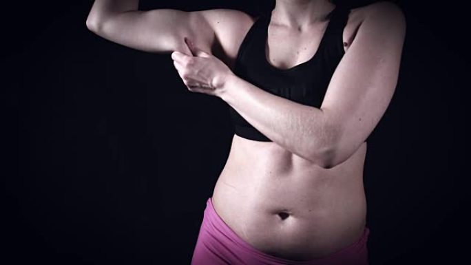 4k肥胖的女性体重问题展示手臂