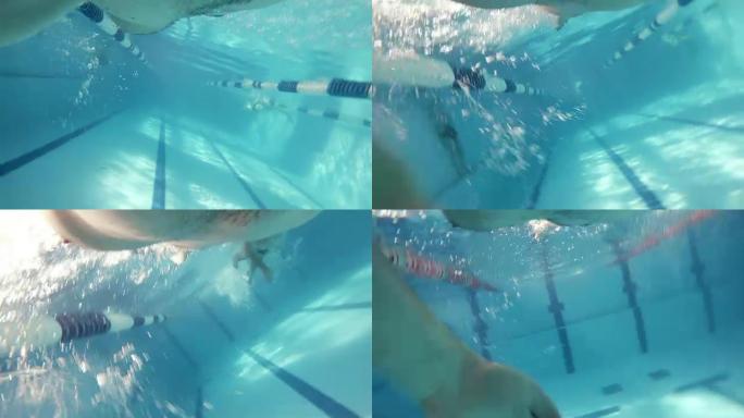 自由式: 运动员在游泳池游泳