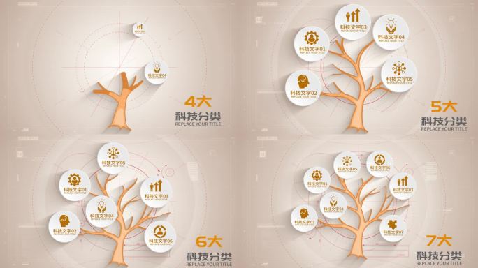 树状分支框架构架分类AE模板