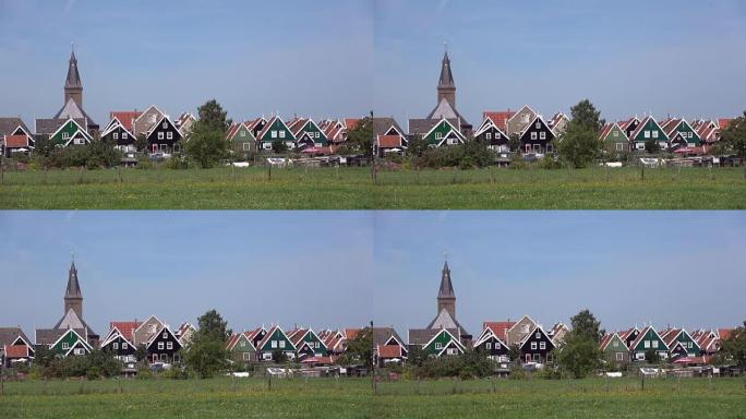 Marken一个历史悠久的村庄，荷兰，4K