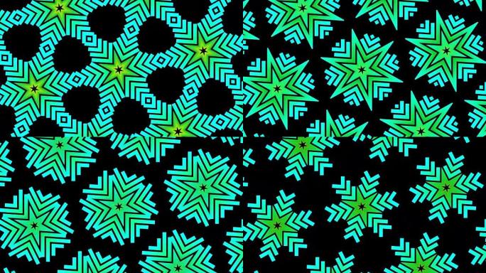 装饰性几何caleidoscope星星移动图案新质量通用运动动态动画多彩欢乐舞蹈音乐视频素材循环