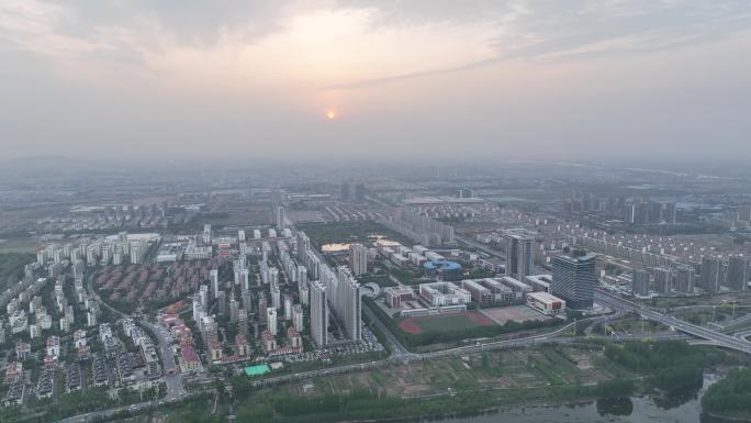 临沂祊河 高空航拍 环绕 傍晚