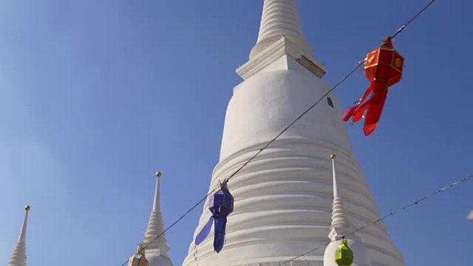 泰国晴天装饰wat arun白色寺庙4k曼谷