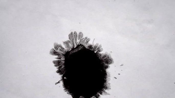 白色表面上的黑色墨水抽象污渍