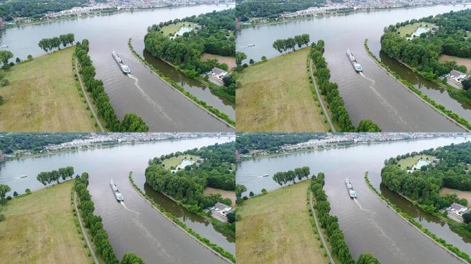 德国科斯泰姆莱茵河和美因河汇合处 -- 鸟瞰图