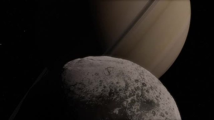 以土星过境的巨大视角对Iapetus月球进行特写