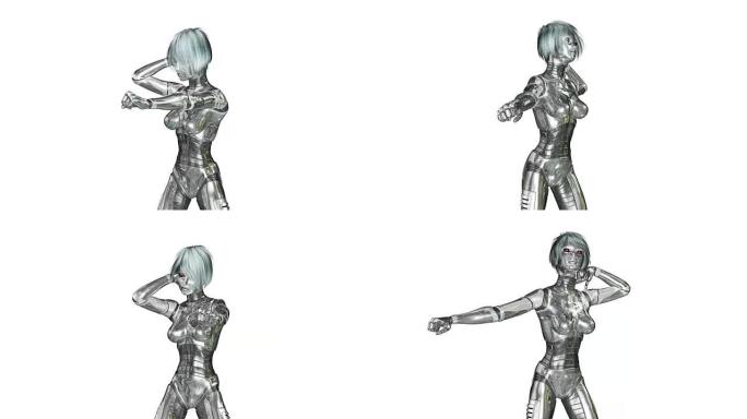 一个跳舞的女性电子人的数字3D动画