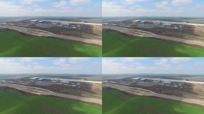 机场及周边地区。机场衣架和周边地区的鸟瞰图。固特异机场及周边地区的高级鸟瞰图。新机场