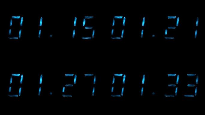 数字时钟显示时间从01分09秒到01分39秒