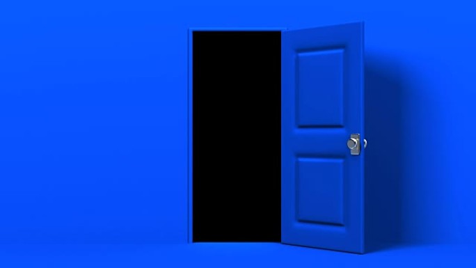 蓝色的门和黑暗的房间