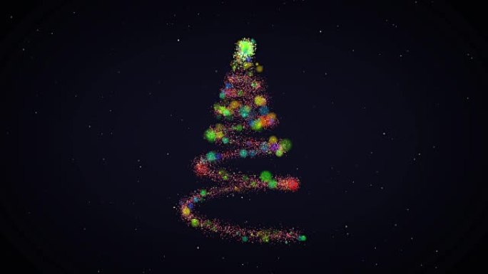 彩色粒子制作的圣诞树，创意视频