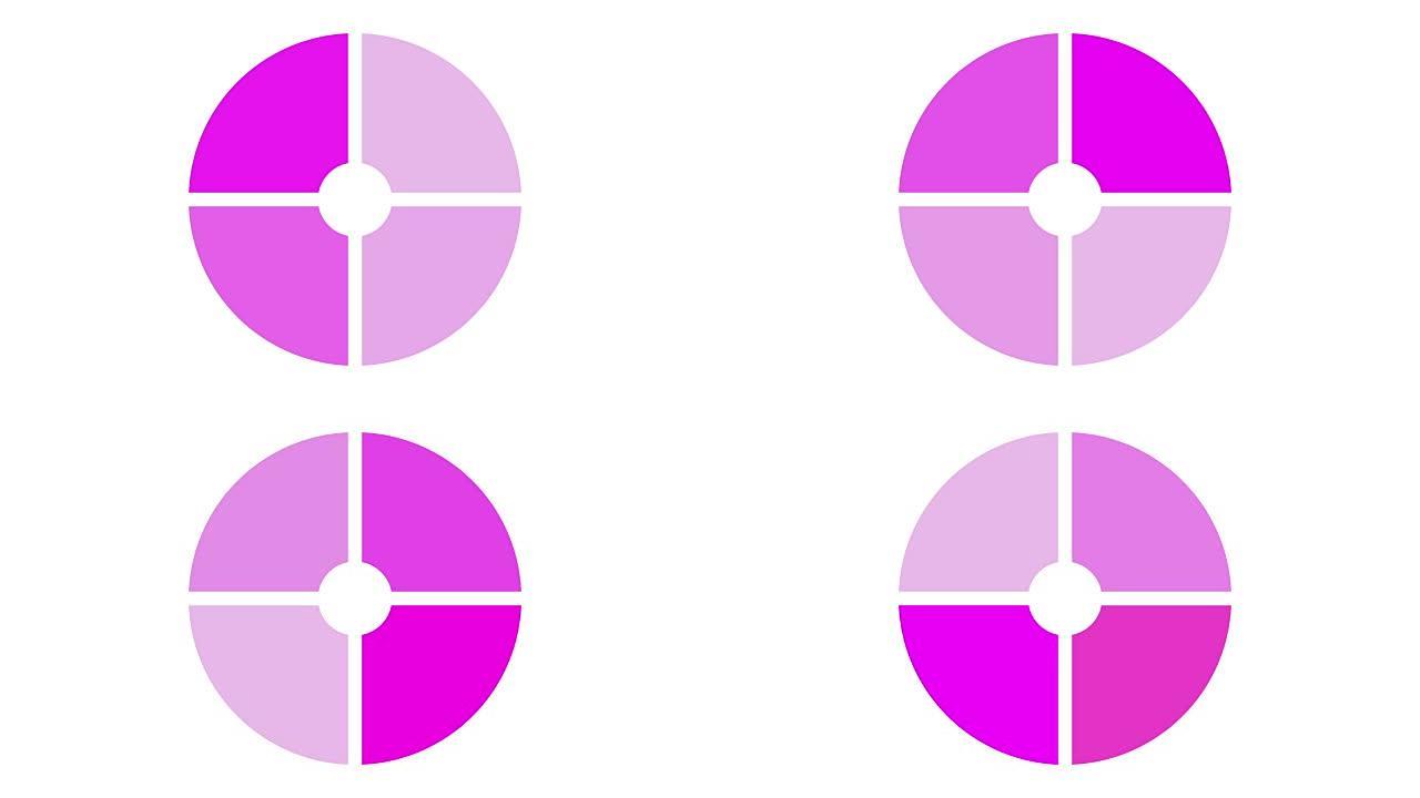 加载屏幕圆形，白色背景上的紫色-循环-视频纹理，无缝动画元素