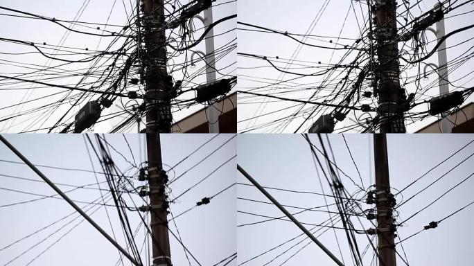 电线。第三世界大都市国家的视觉污染