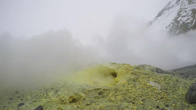 硫磺喷气孔散发出强大的臭气和气体射流