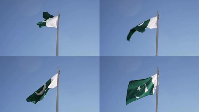 旗杆上的巴基斯坦纺织国旗