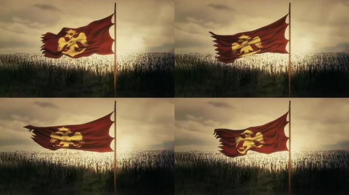 东罗马拜占庭帝国的拜占庭鹰挥舞旗帜和军队