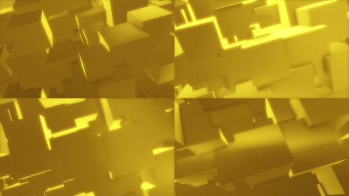 金色立方体1-迷人的几何3D视频背景循环