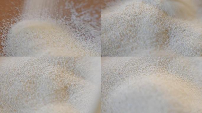 干小麦粗面粉，groats的特写。