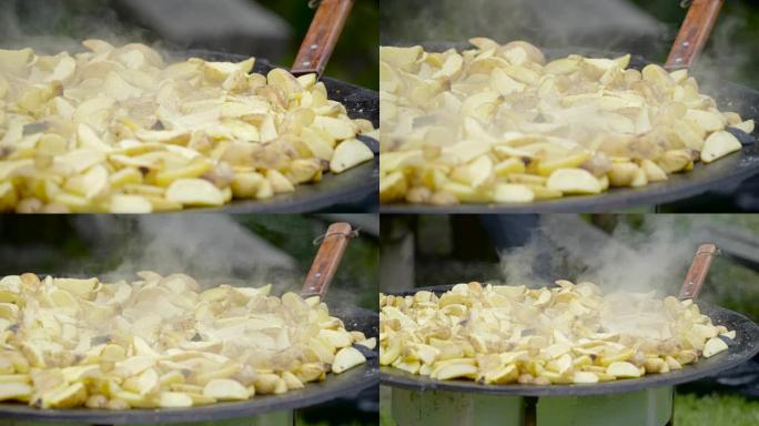 加热土豆的烹饪和烧烤