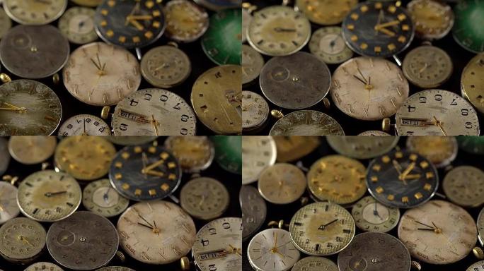 旧古董手表旋转。