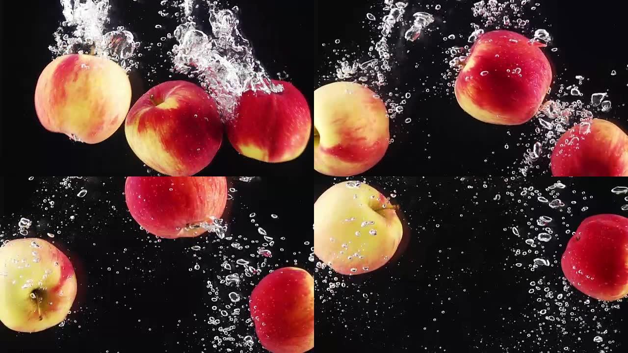 成熟的苹果落水。