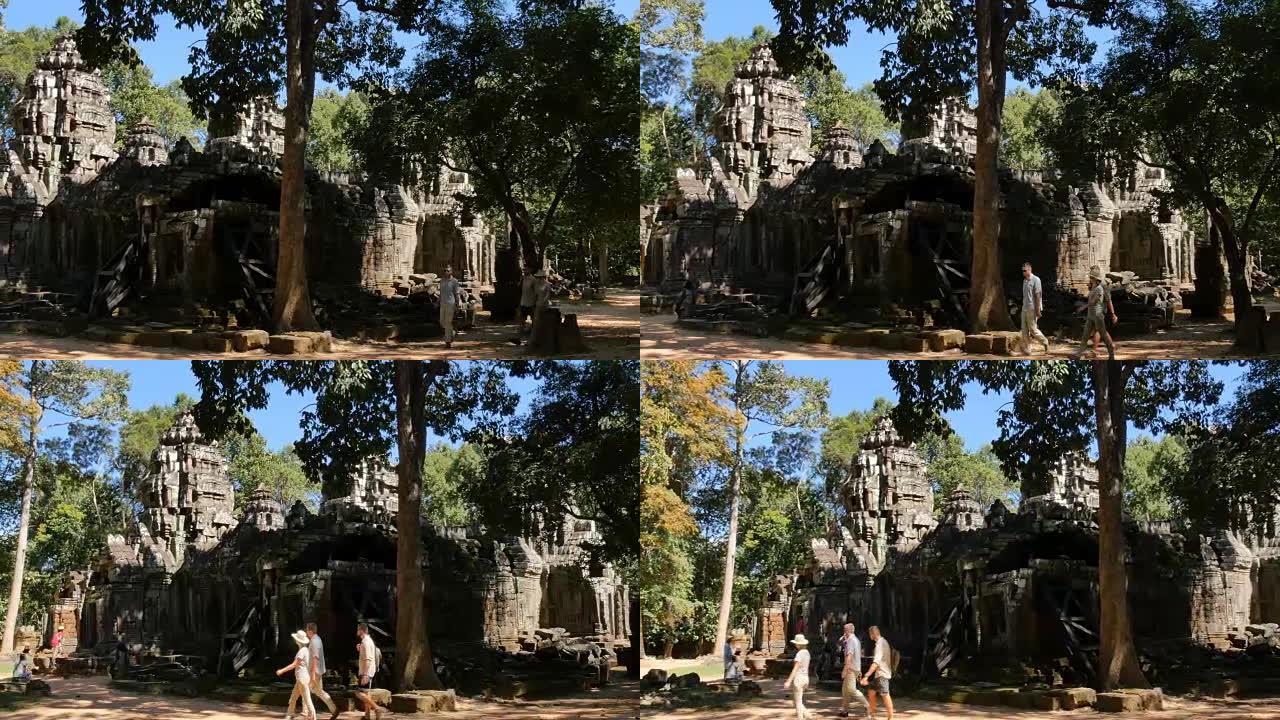 柬埔寨吴哥窟古刹建筑群塔松