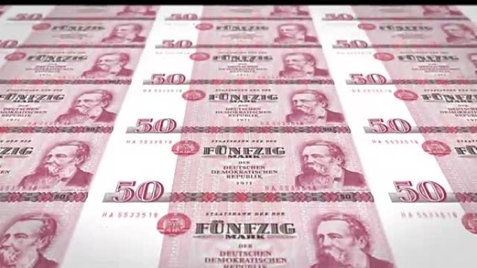 旧德国共和国五十个德国马克的纸币，现金