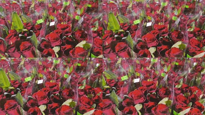 准备在花店出售的分类玫瑰