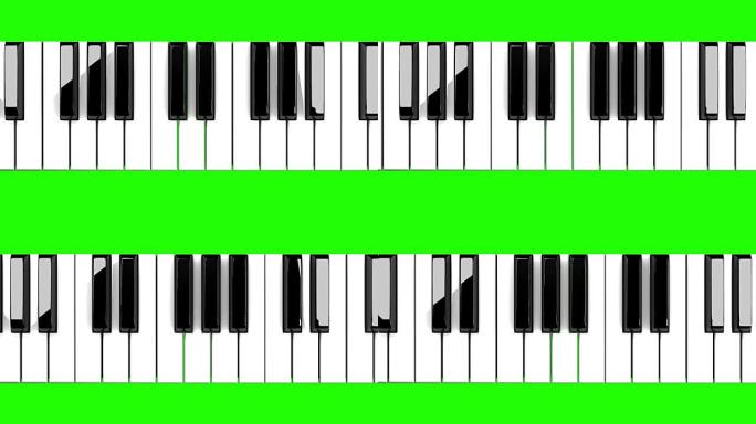 绿色色度键上的钢琴键盘