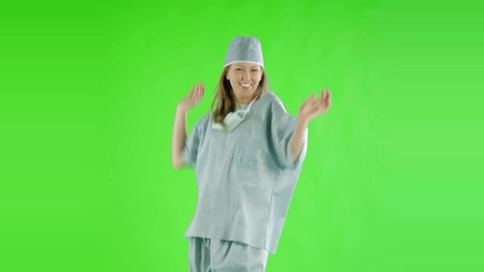 白人妇女greenscreen削减了医生保健护士的磨砂膏