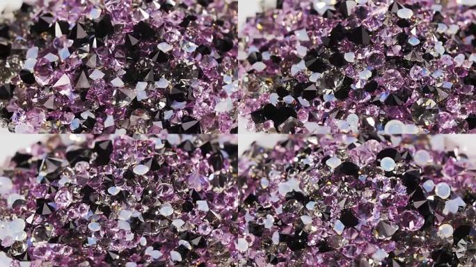 许多深紫色钻石宝石旋转背景