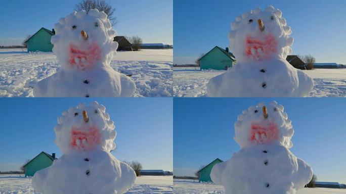 黑色纽扣的大雪人