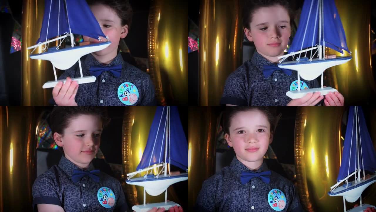 4k派对10岁生日男孩玩他的玩具船