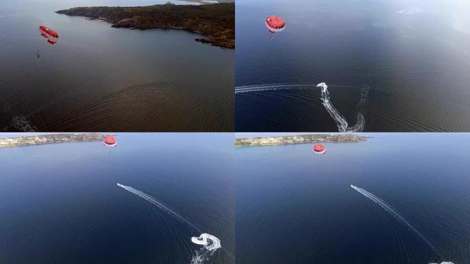 保加利亚索佐波尔 (Sozopol) 沙滩前的黑海滑翔伞