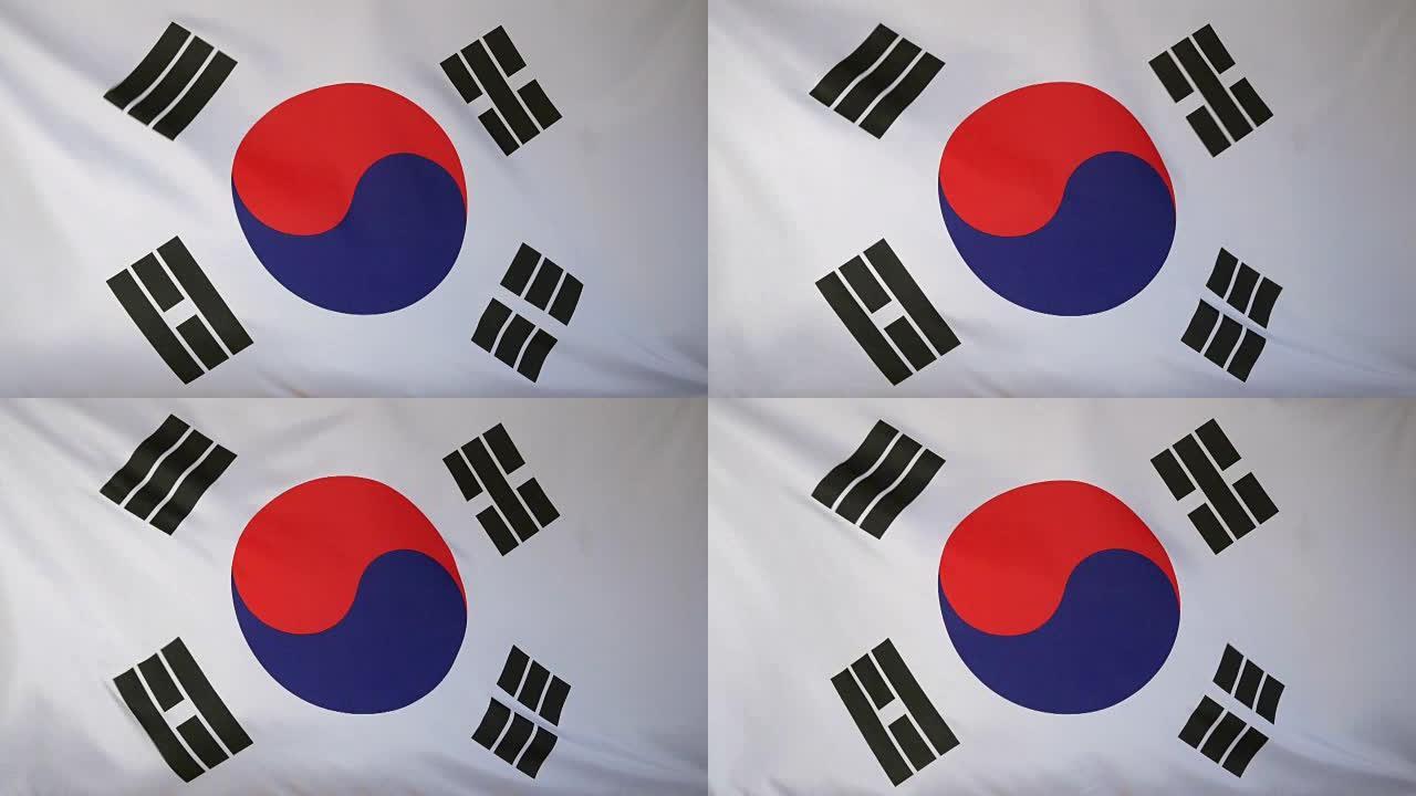 韩国国旗真实面料特写