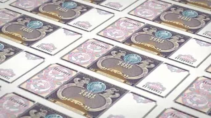 乌兹别克斯坦100乌兹别克斯坦索姆的纸币，现金，循环