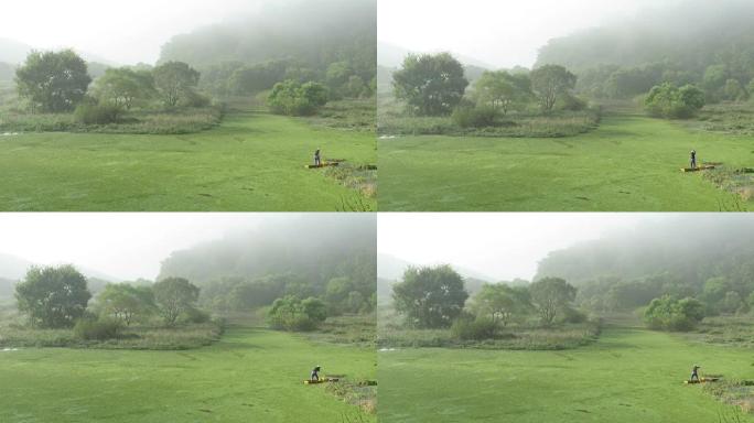 雾濛濛的乌坡湿地清晨