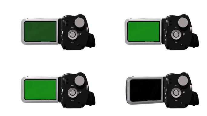 具有绿屏显示动画的现代视频摄像机