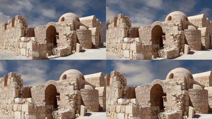 约旦安曼附近的Quseir (Qasr) 阿姆拉沙漠城堡。世界遗产与著名的壁画。