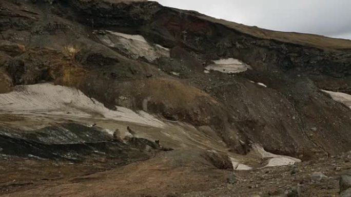 活火山Mutnovsky斜坡上的冰川素材视频