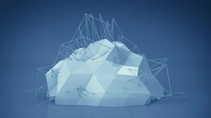 蓝色未来网络形状。抽象三维渲染动画循环
