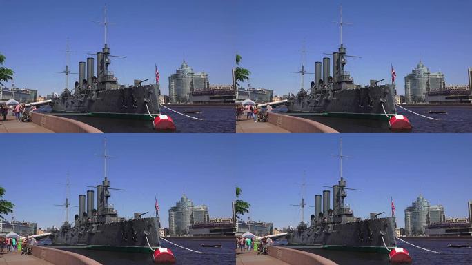 圣彼得堡的极光巡洋舰。4K
