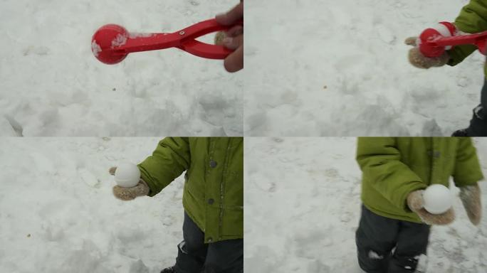 儿童和雪球制造者
