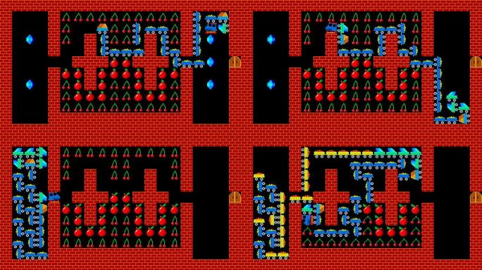 火车拼图，复古风格低分辨率像素化游戏图形动画，37级