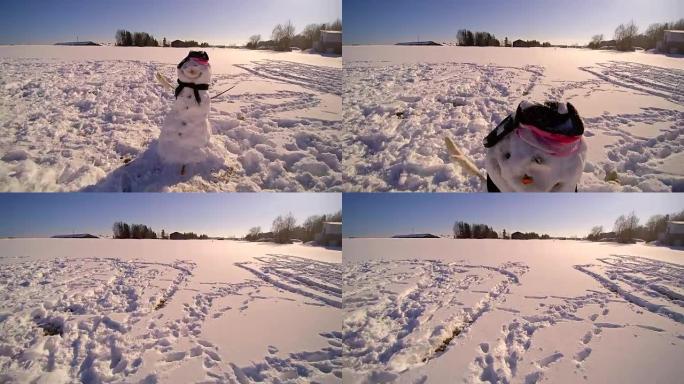 黑色围巾的大雪人