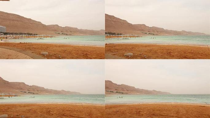 死海，以色列死海，盐矿的美丽全景