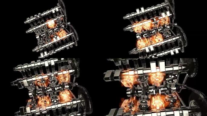 带爆炸的动画3D V8引擎