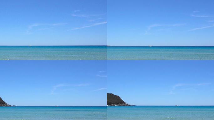 意大利撒丁岛的地中海沿岸，沙滩和清澈的海水