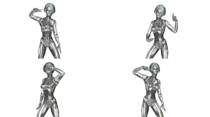 一个跳舞的女性电子人的数字3D动画